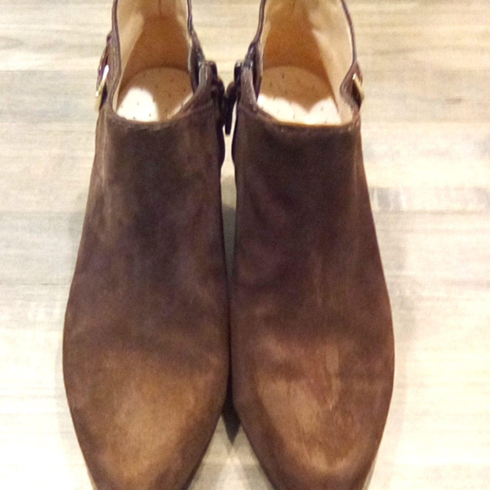 Cole HAAN Angle Suede Formal Buckles Booties Women Shoes